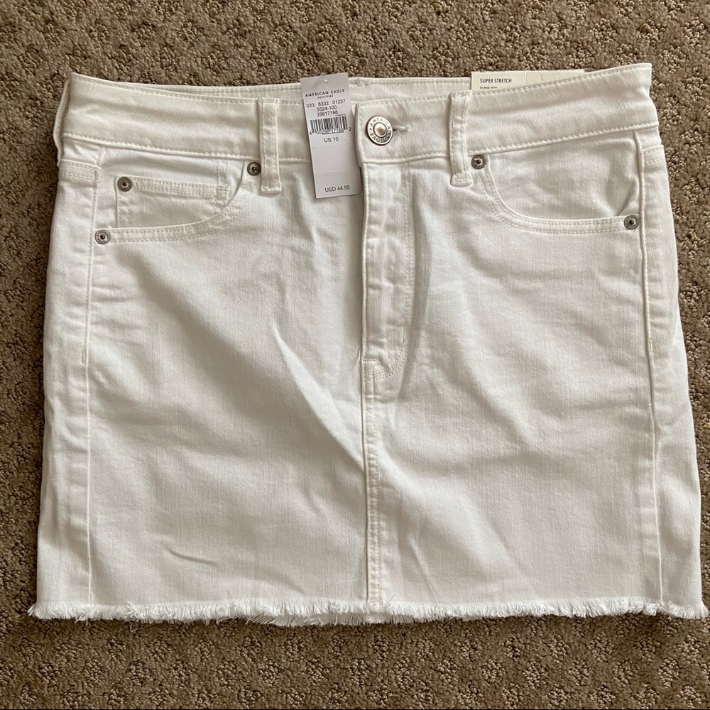 american eagle high rise denim skirt